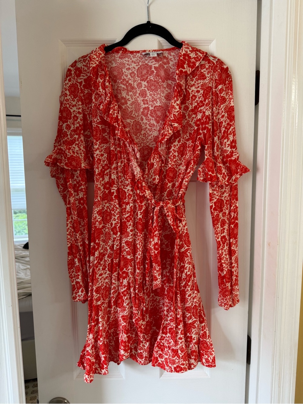Topshop Coral and White Floral Wrap Dress